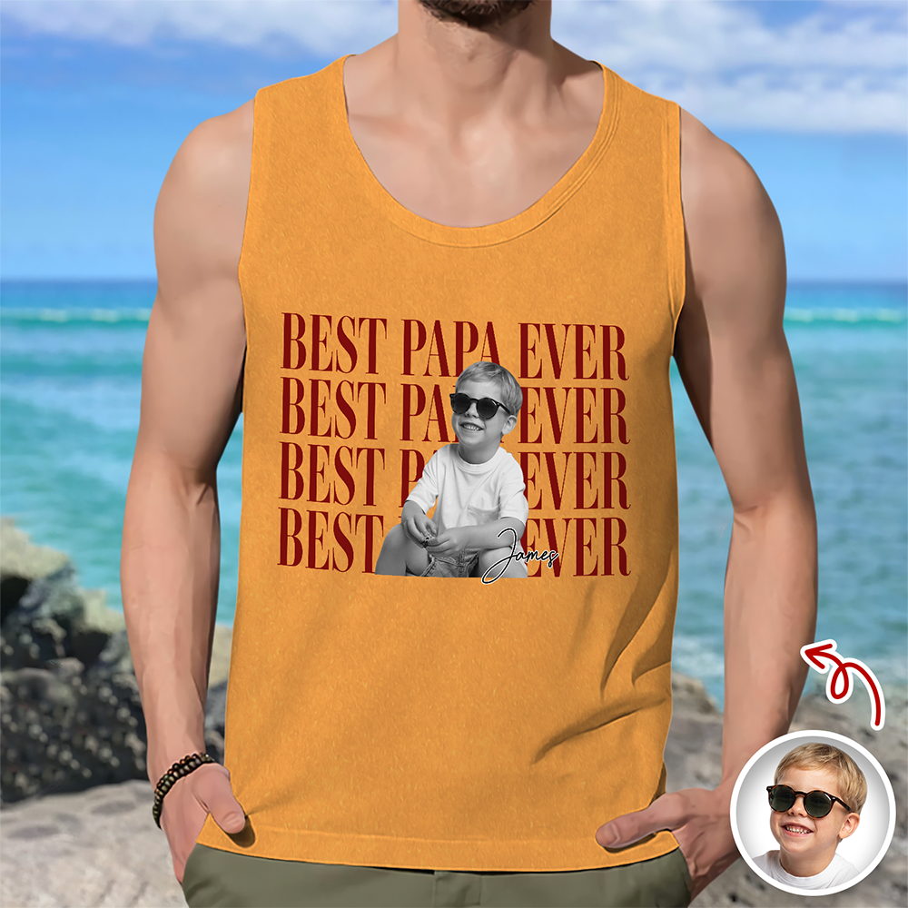 Personalized Vintage Photo Best Dad Mom Ever Tanktop CH07 911704