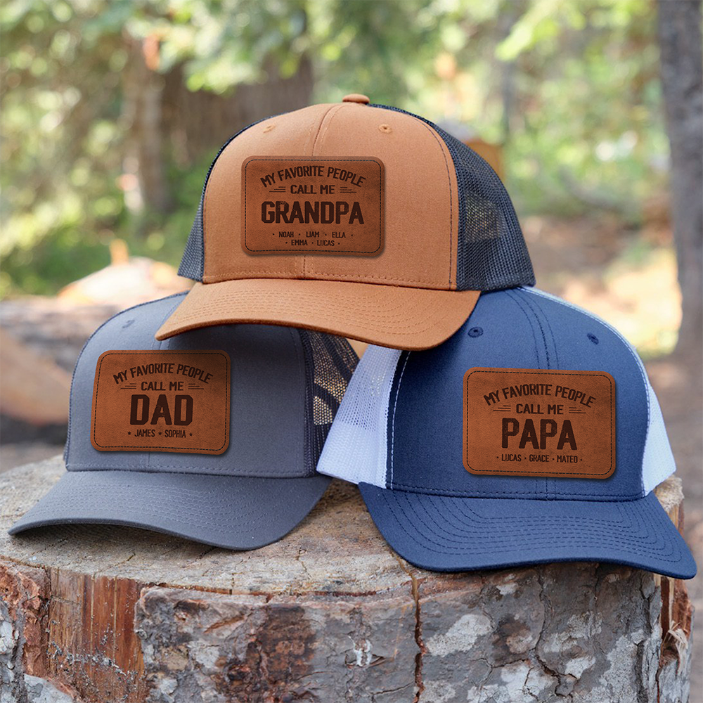 Custom Name My Favorite People Call Me Daddy Leather Patch Hat HO82 902302