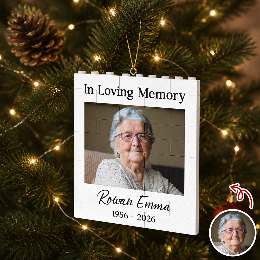 Personalized Memorial Photo In Loving Memory Christmas Building Blocks Ornament CH07 180446