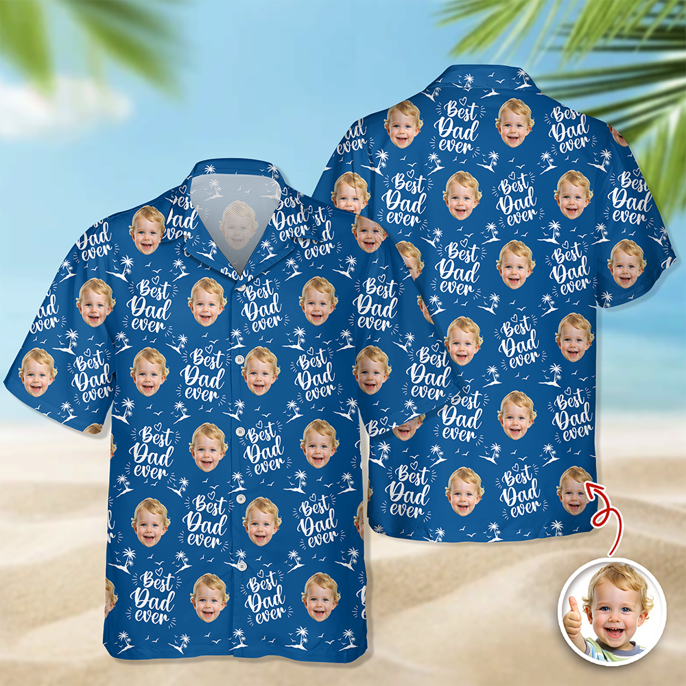 Custom Photo Best Dad Ever Hawaii Shirt - Personalized Father’s Day Gift HA75 921318
