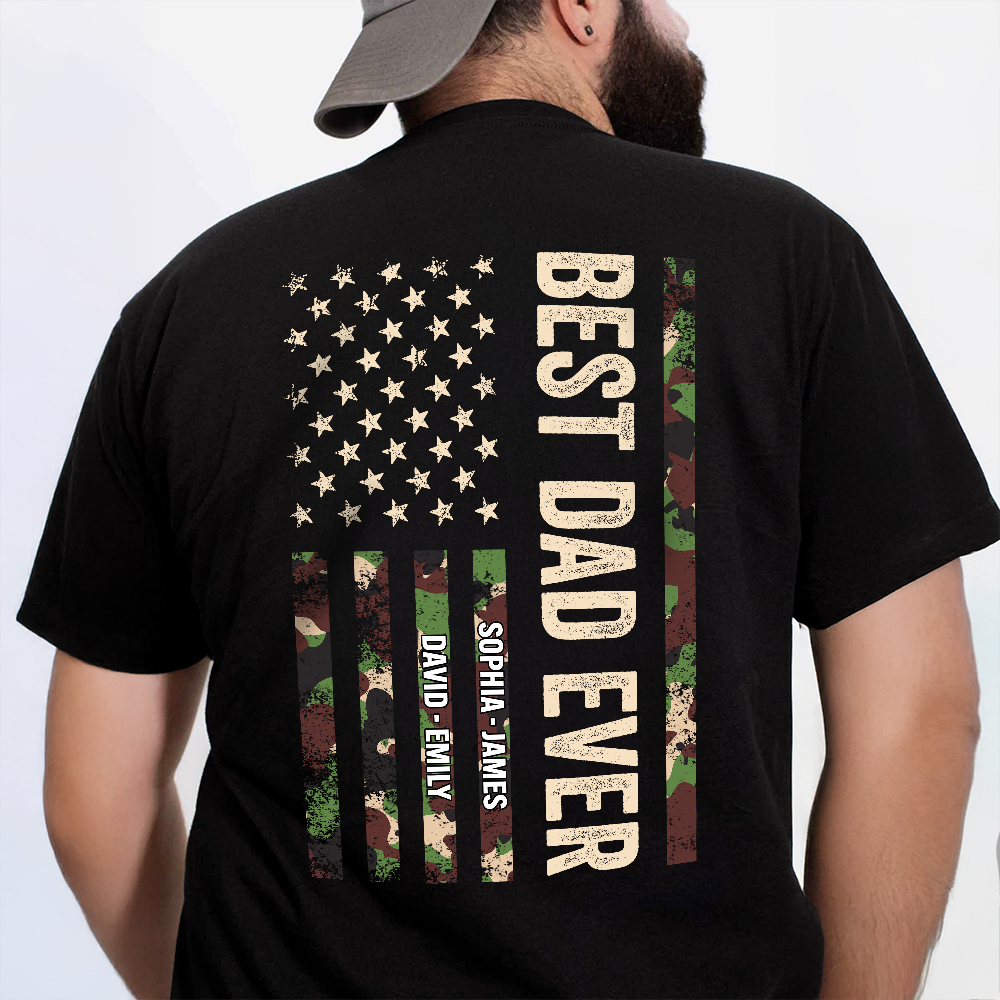 Personalized Best Dad Ever With US American Flag Back Shirt TH10 169721