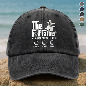 Personalized The Golffather Washed Denim Baseball Cap HA75 897098