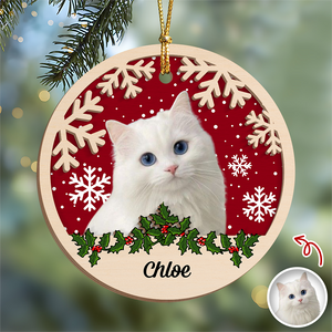 Custom Photo Cat Christmas - Personalized 2-Layered Wooden Ornament CH07 896864