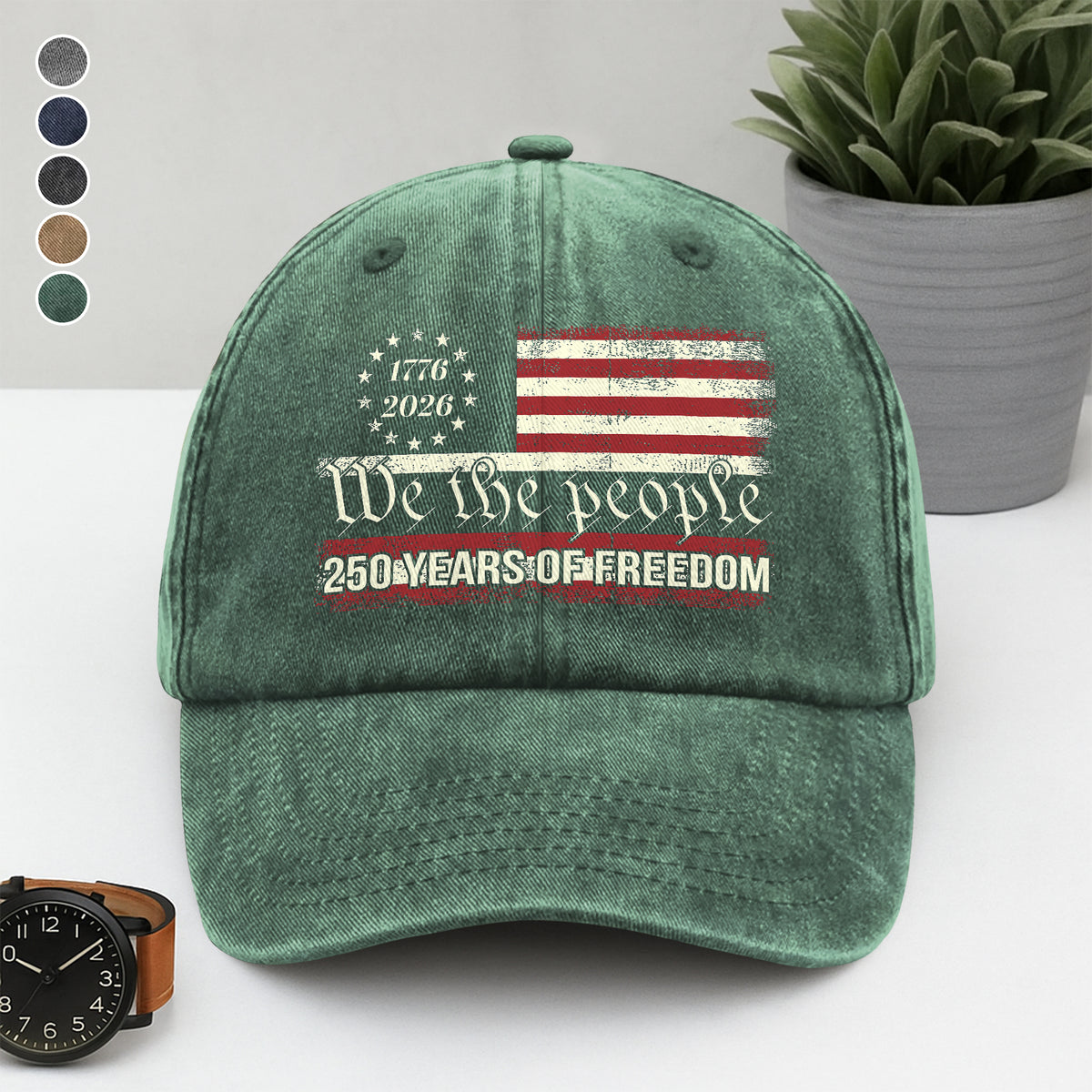 We The People 250 Years Of Freedom Washed Denim Baseball Cap TH10 894557