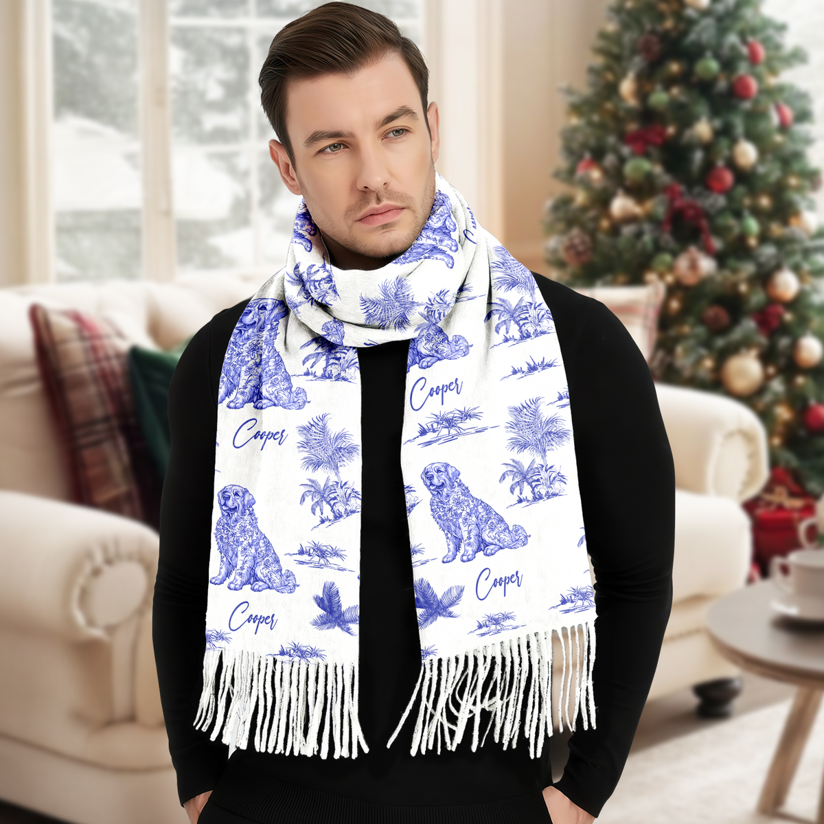 Personalized Dog Breeds Chinoiserie Toile De Jouy Style Scarf HO82 900756