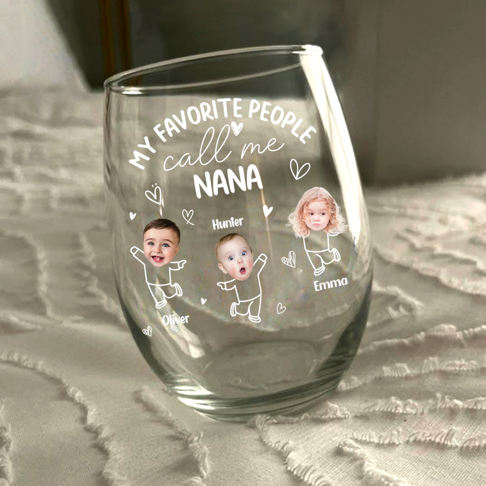 Custom Photo My Favorite People Call Me Grandma, Mom Wine Glass HA75 892294