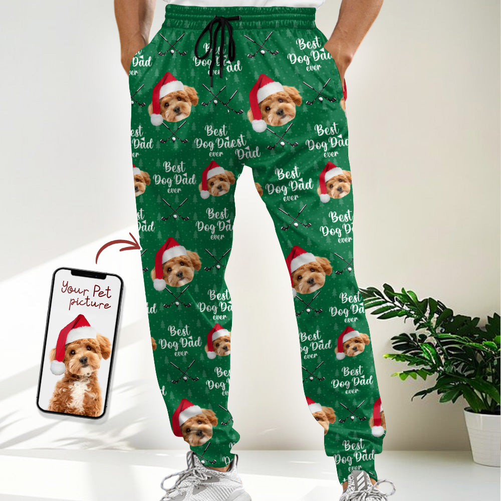 Custom Pet Photo Best Dog Dad Ever Sweatpants For Golf Loving LM32 893939