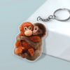 Cute Monkey Hugging Plush Acrylic Keychain, Baby Monkey Punch Keychain CH07 910868