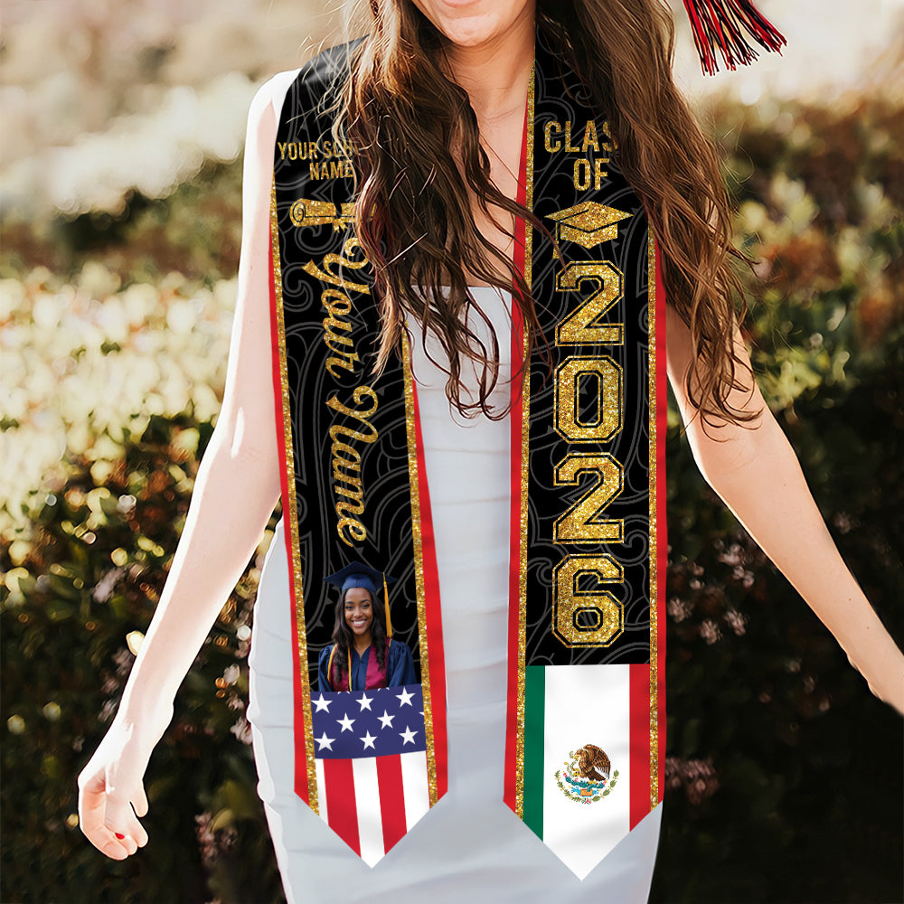 Custom Photo Country Flag Class of 2026 Graduation Stoles LM32 897701