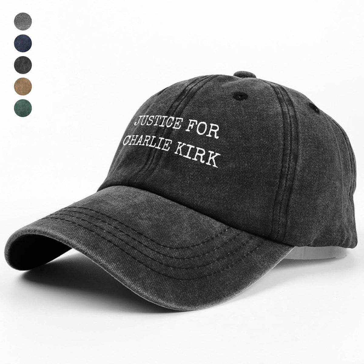 Justice for Charlie Kirk Washed Denim Baseball Cap HO82 65764