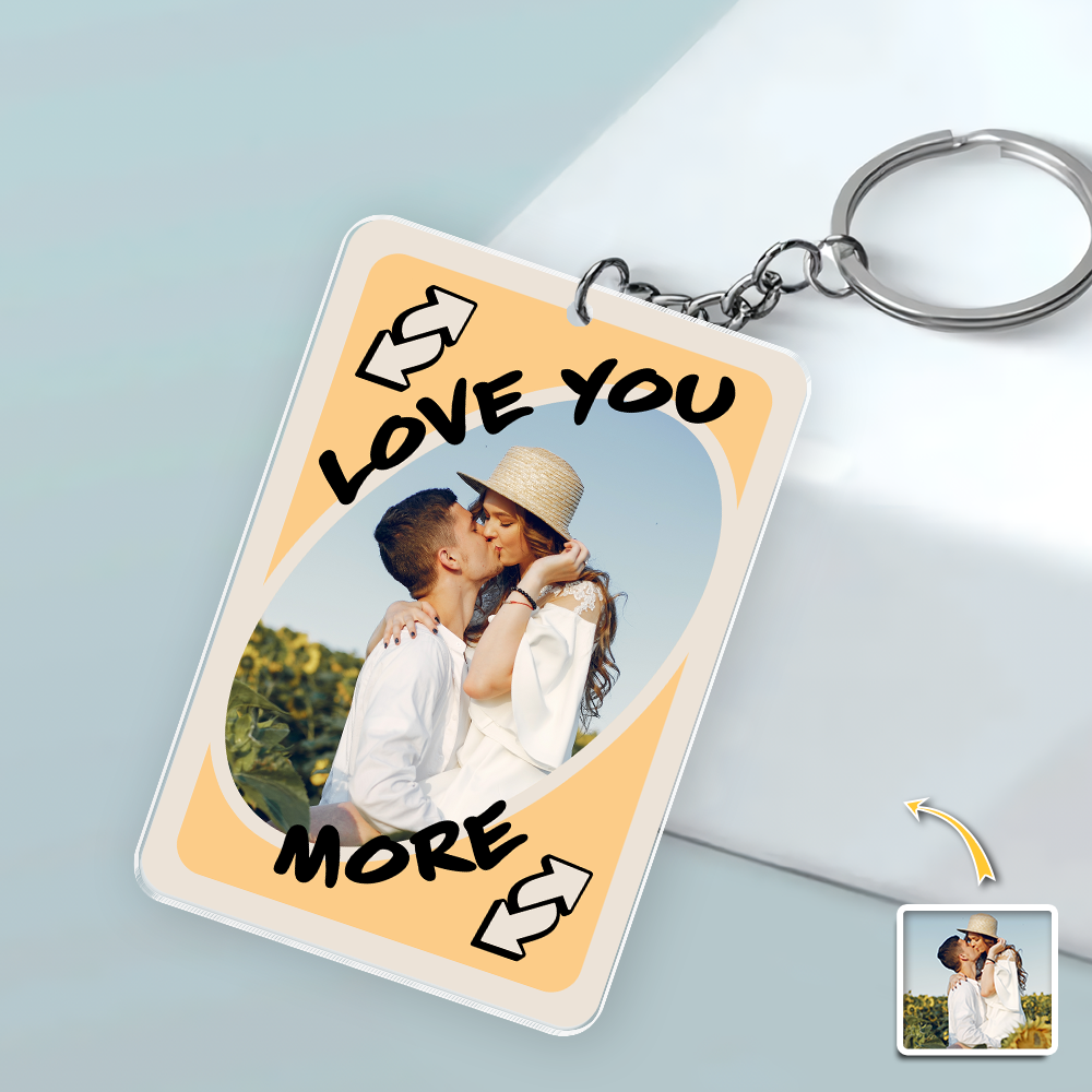 Custom Photo Love You More Couple Acrylic Keychain Valentine's Day Gift HA75 920086