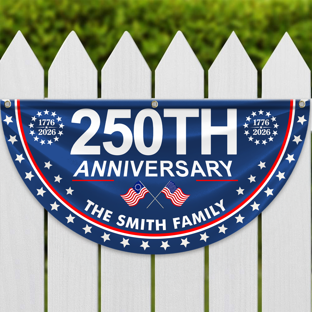 Custom Family Name 250th Anniversary USA 1776 - 2026 Non-Pleated Fan Flag HA75 920906