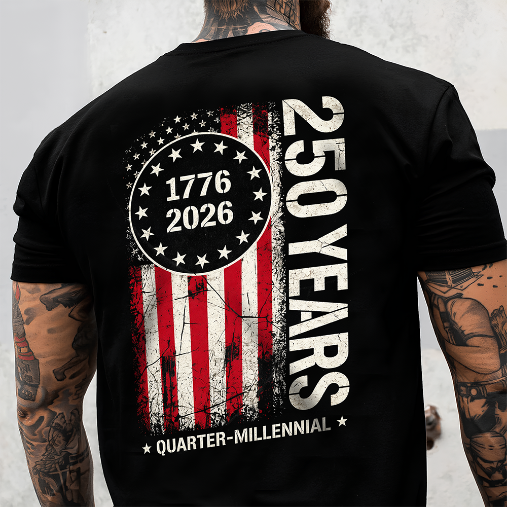 Custom Name 1776–2026 250 Years Quarter Millennial American Front & Back Dark Shirt TH10 169293