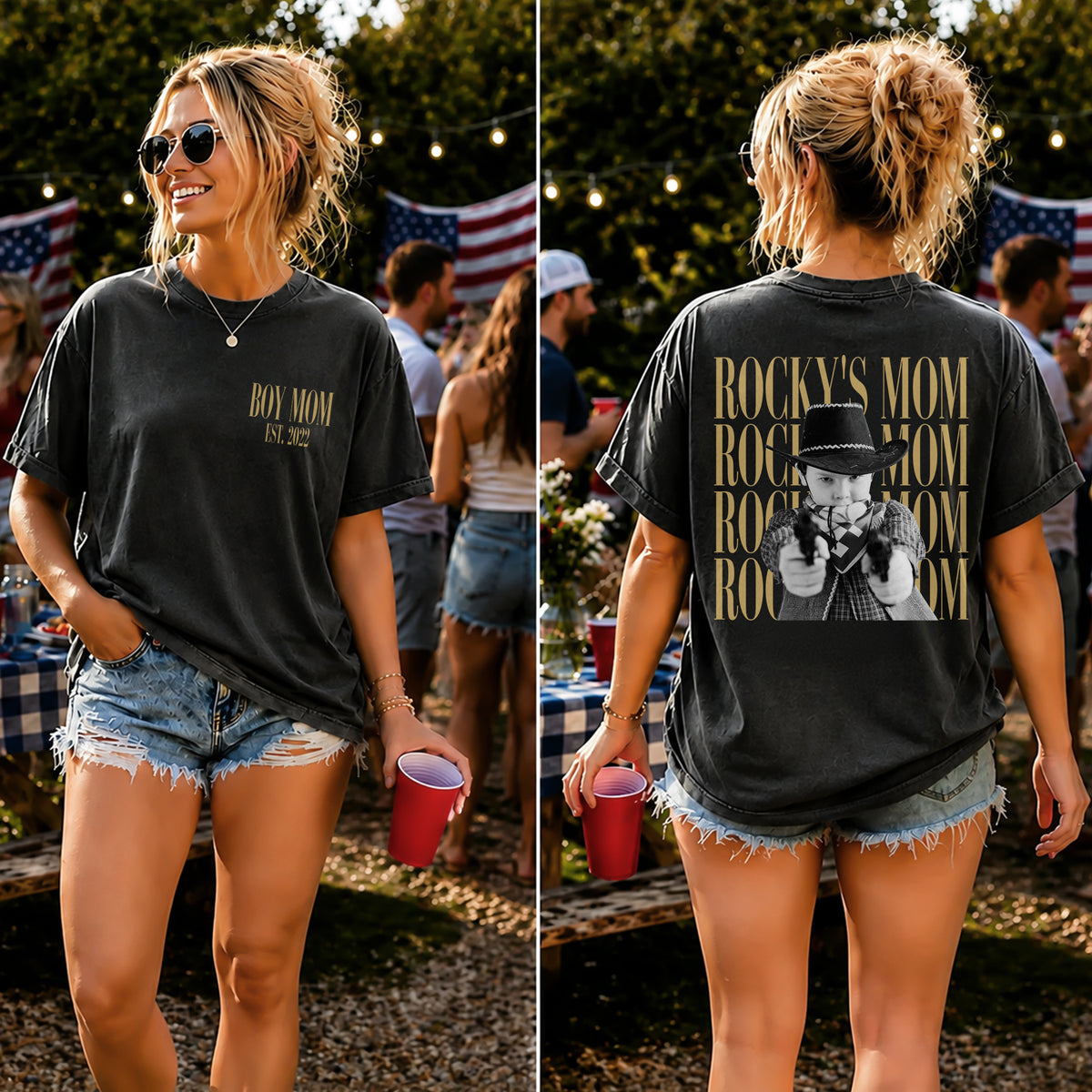 Personalized Vintage Photo Dad, Mom, Grandpa, Grandma Family Front & Back Dark Shirt HA75 921572
