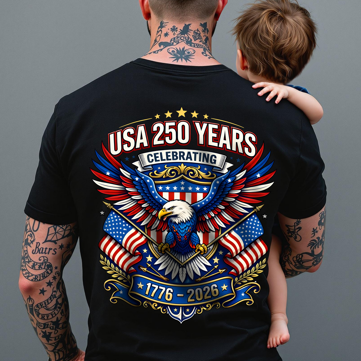Celebrate USA 250 Years Eagle Patriotic Back Shirt 1776-2026 250th Anniversary Dark Shirt CH07 911052