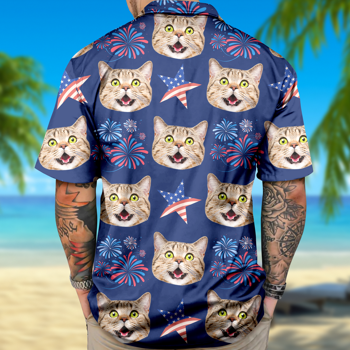 Custom Photo Face Independence Flag Hawaii Shirt CH07 895698