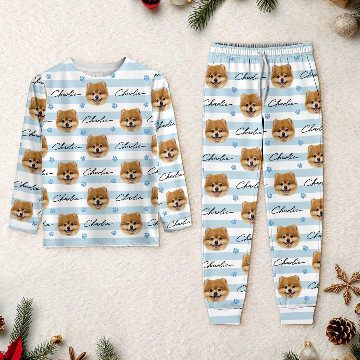 Custom Dog Cat Face Paw Pattern Sleepwear, Personalized Pet Lovers Christmas Gift TH10 170885