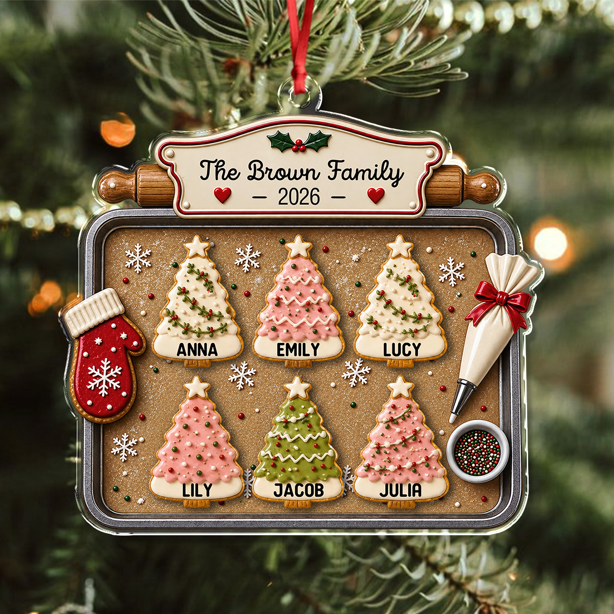 Personalized Custom Family Name Cookie Christmas Tree Acrylic Ornament For Family TH10 171135