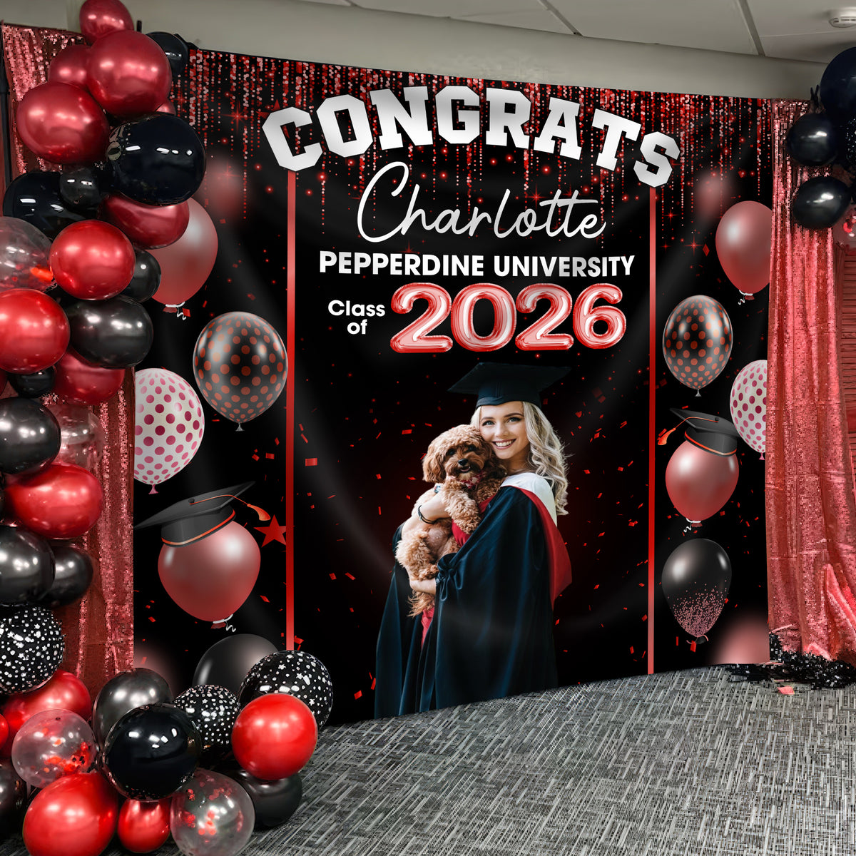 Congrats Class of 2026 Custom Photo And Name Graduation Party Backdrop CH07 899738