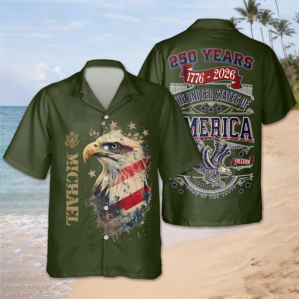 Custom Name 250 Years 1776-2026 American Eagle Freedom Hawaii Shirt TH10 169567