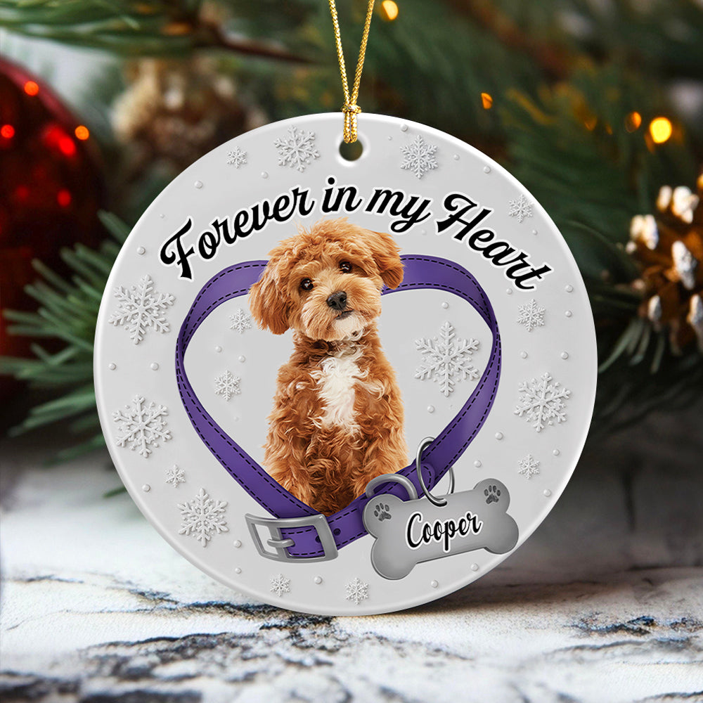 Custom Dog Photo Forever In My Heart Memorial 3D Inflated Effect Printed Ornament CH07 180444