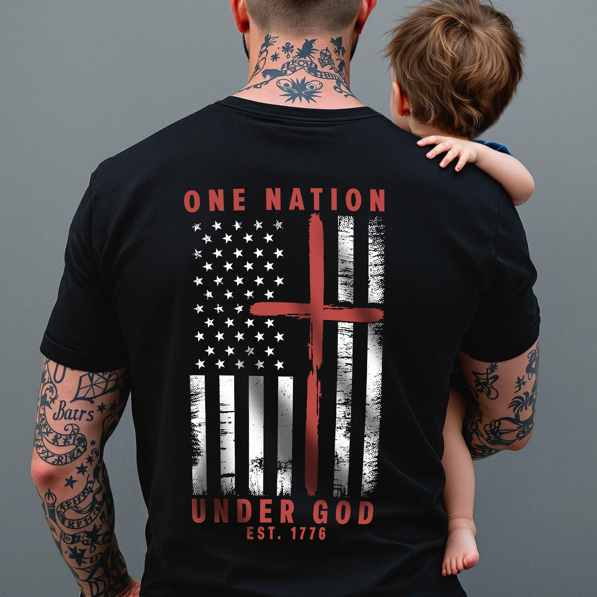One Nation Under God Est 1776 Backside Shirt LM32 895453