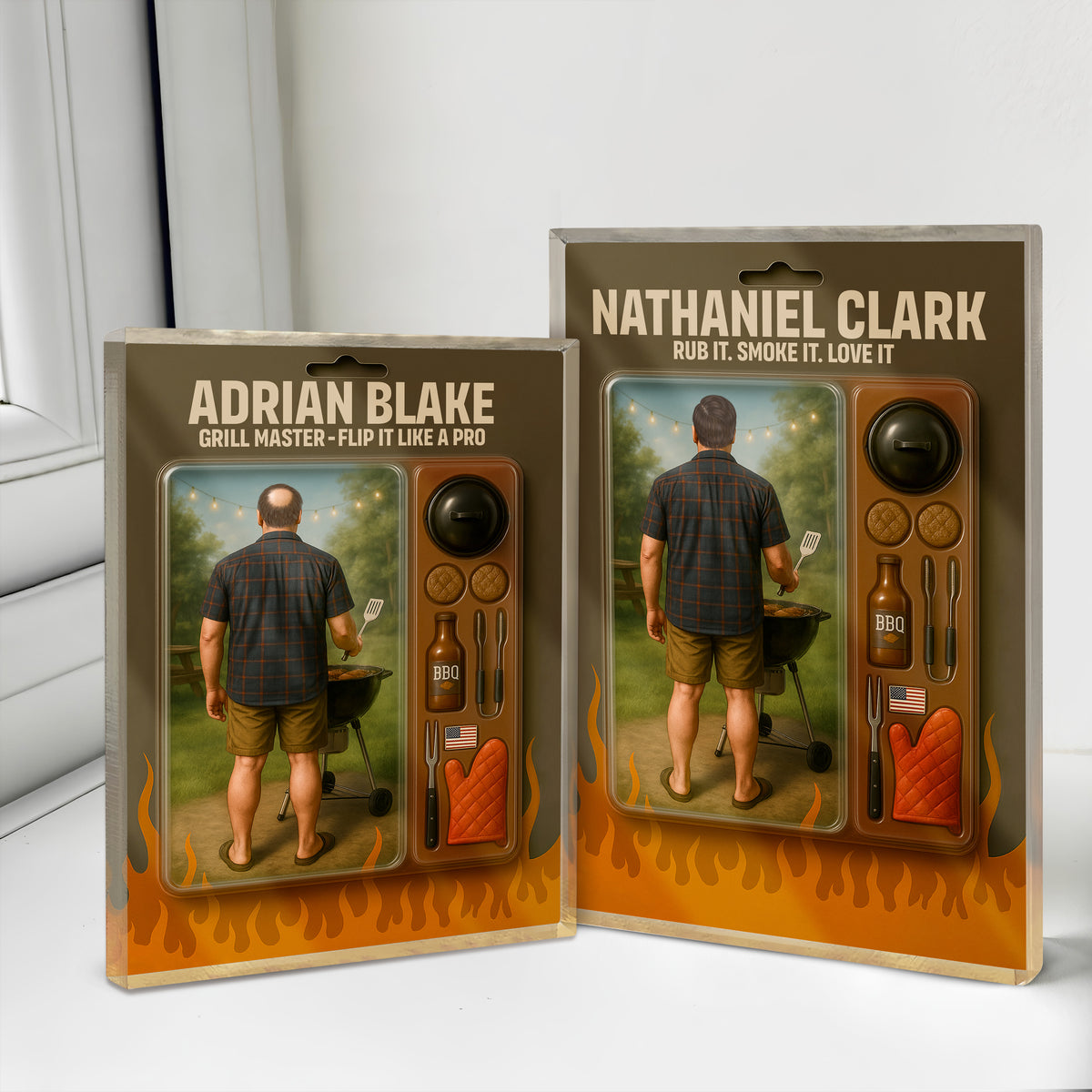 Grilling Master Dad Grandpa Man Realistic Figure Style Acrylic Block Plaque Personalized Gift For Father's Day HO82 893812