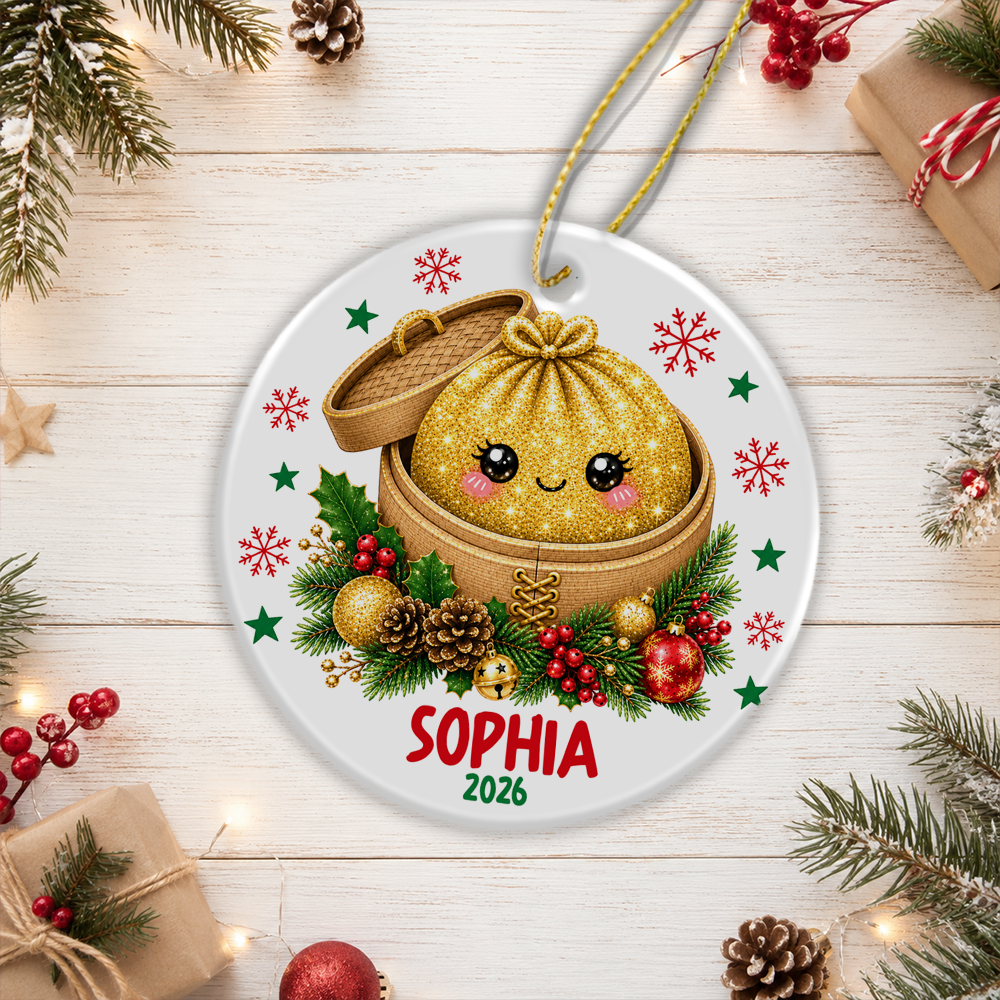 Personalized Dumpling Squishy Ceramic Ornament, Fun Family Christmas Gift HO82 903656