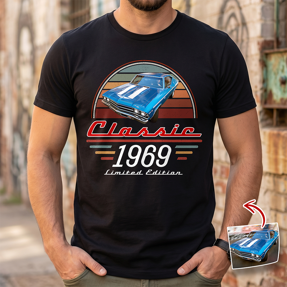 Custom Car Photo Classic Limited Edition Dark Shirt - Personalized Gifts For Dad, Grandpa, Family, Yourself CH07 180006