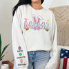 Easter Bunny Coquette Bow Gift For Family Custom Grandma And Kids Name on Sleeves Sweatshirt CH07 895352
