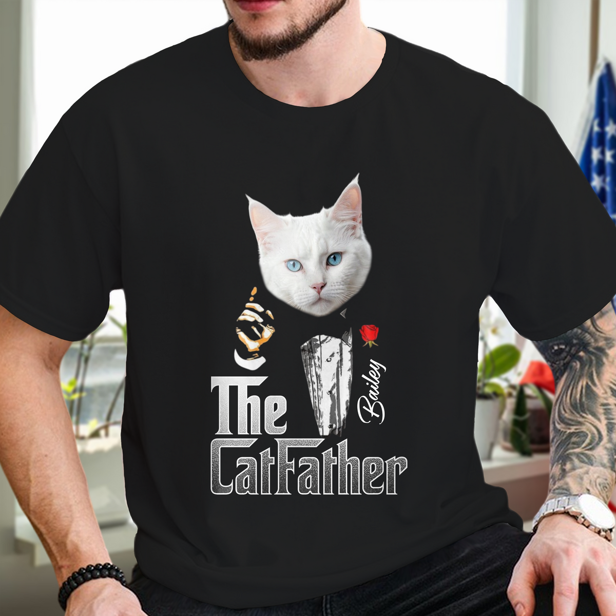 Custom Photo The Catfather Gentlemen Cat Shirt Personalized Gift For Dad HO82 893846