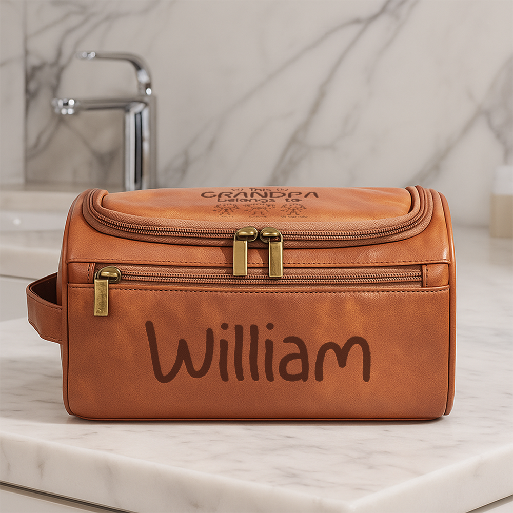 This Grandpa Belongs To Personalized Toiletry Bag With 2 Zip Gift For Grandpa And Dad TH10 894923