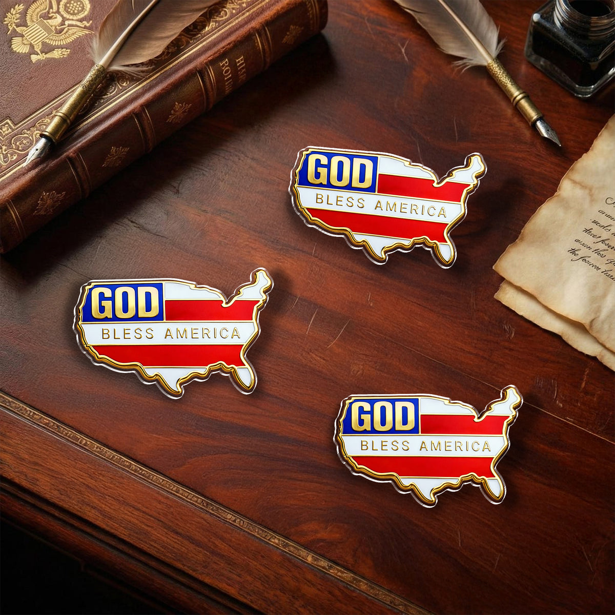 God Bless America - USA Flag Acrylic Pin HA75 920962