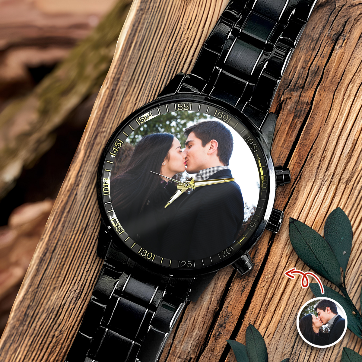 Custom Couple Photo Men's Wrist Watch Gift For Boyfriend, Husband TH10 898451