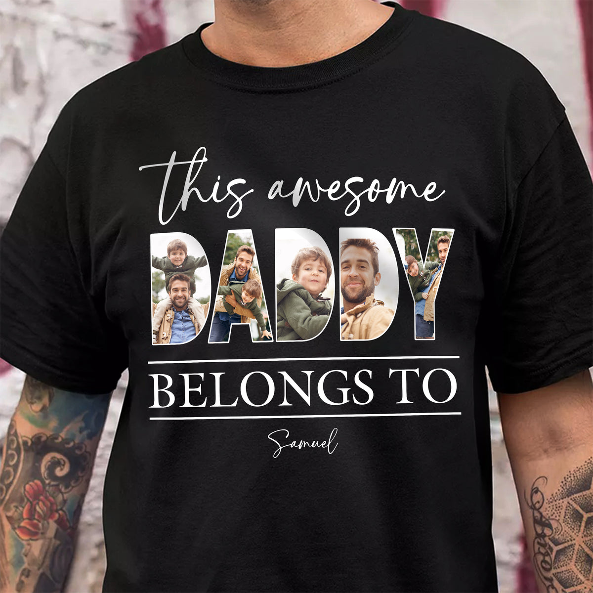 Custom Photo This Awesome Dad Belongs To Dark Shirt For Father's Day LM32 893633