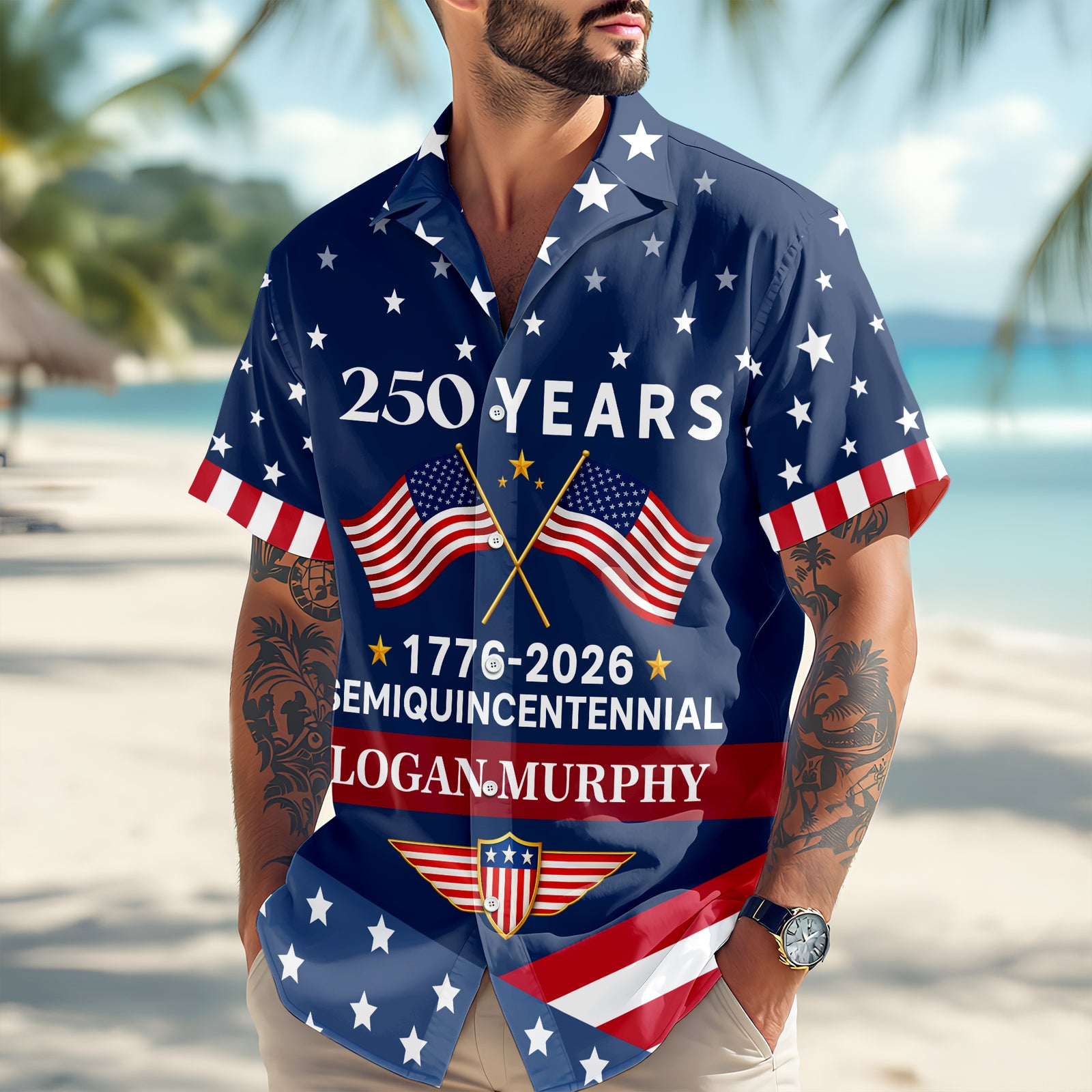 Custom Name America 250 Years Semiquincentennial 1776-2026 Hawaii Shirt LM32 899543