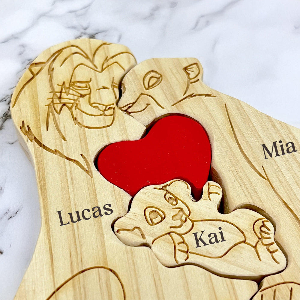 Custom Lion Family Shaped Wooden Puzzle Father's Day Gift LM32 893505