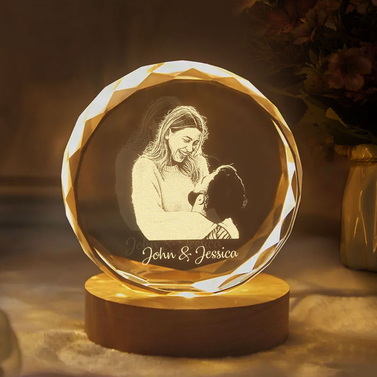 Custom Family Photo Engraved Crystal Photo With Light TH10 898179