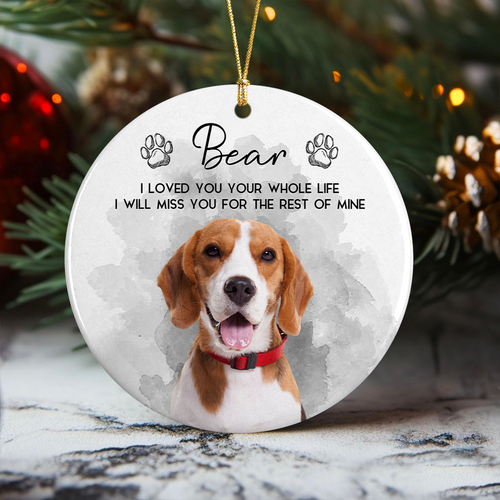 Custom Watercolor Pet Portrait Memorial Ceramic Ornament - Personalized Remembrance Gift HO82 903484