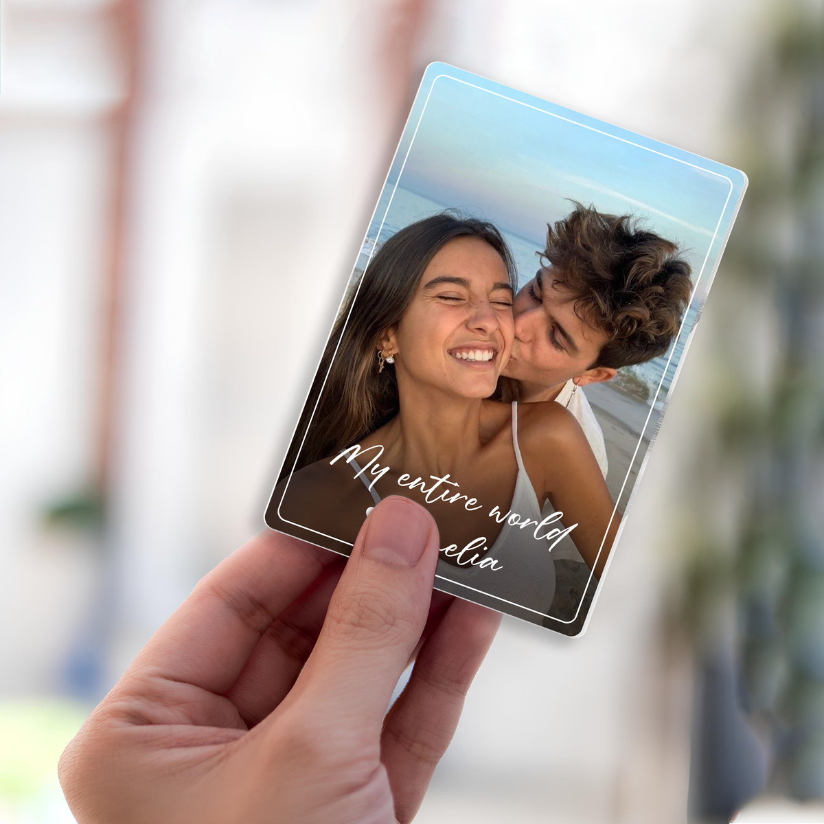 Custom Photo My Entire World Acrylic Car Visor Gift For Valentine HO82 901072