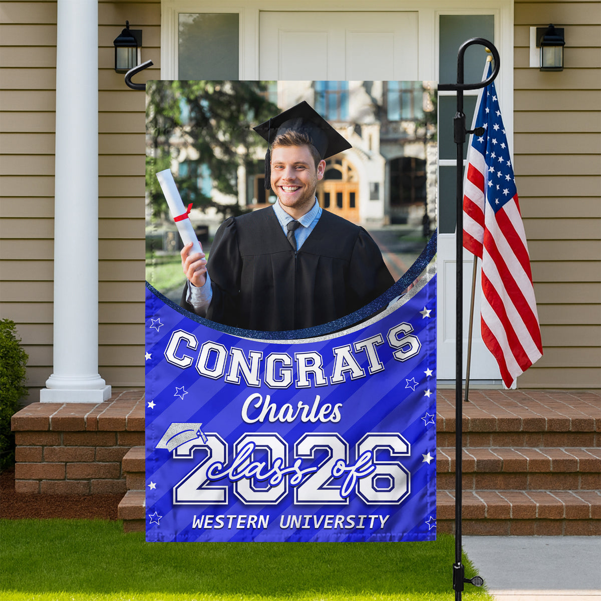 Custom Photo Class of 2026 Congrats Graduation Garden Flag HO82 901710