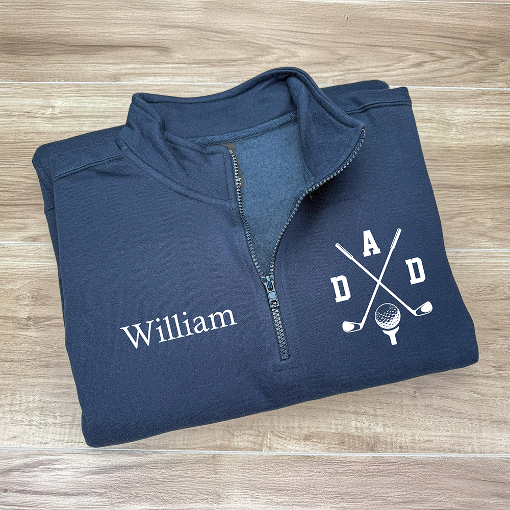 Personalized Golf Dad Printed Quarter Zip, Custom Name Printed Golf Pullover for Dads TH10 898157