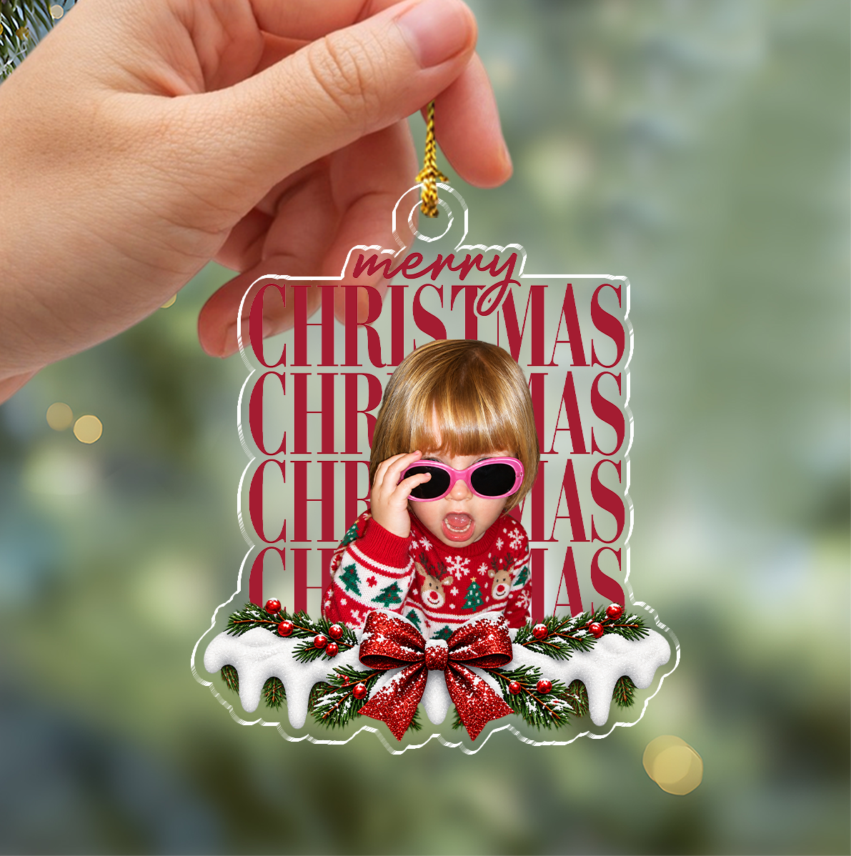Custom Photo Merry Christmas Acrylic Ornament Unique Holiday Gift for Kids and Family LM32 670295