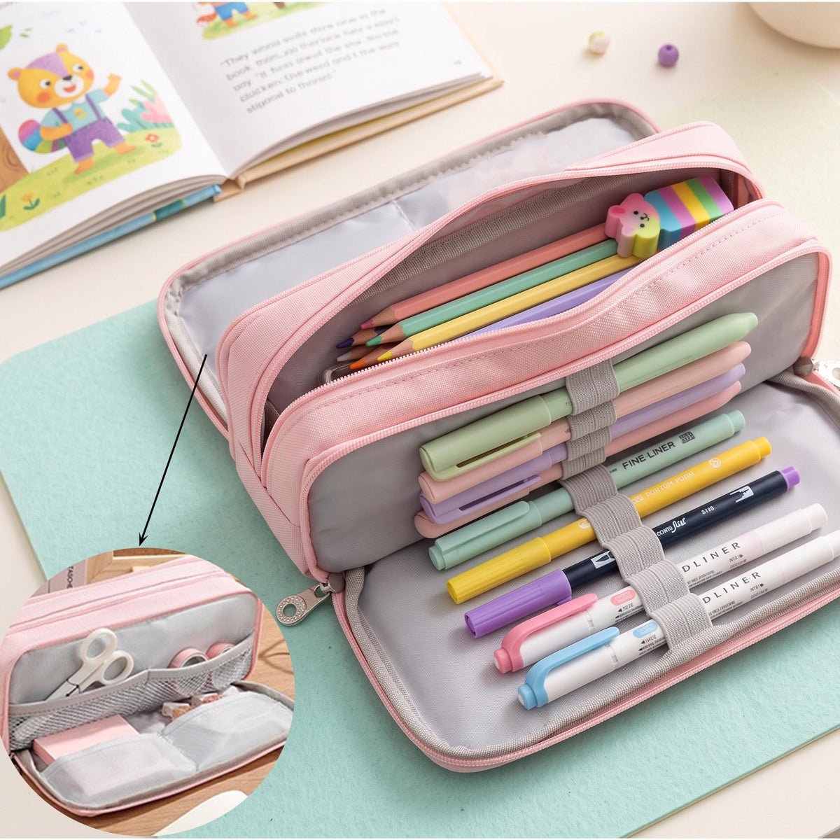 Personalized Yarn Name Canvas Pencil Case, Large Capacity, Back to School Gift for Kids LM32 669657