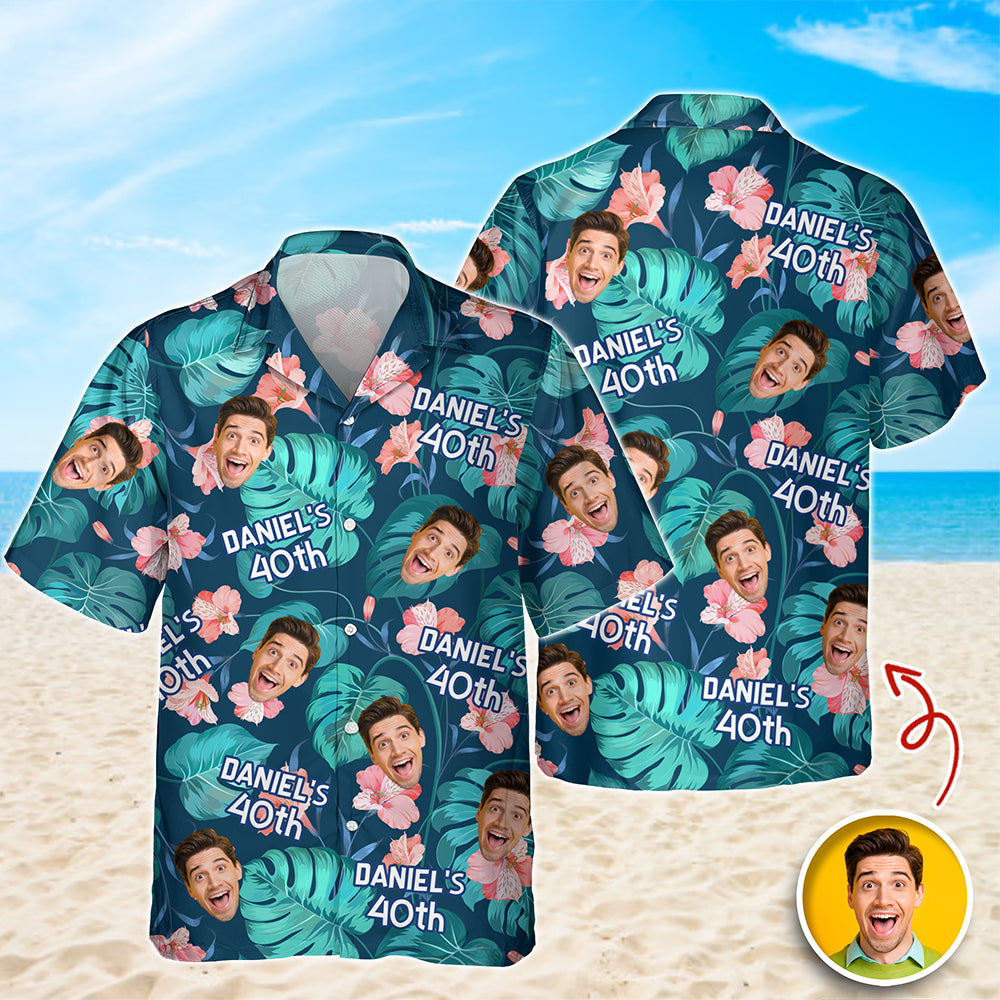 Custom Funny Face Birthday Aloha Hawaiian Shirt - Personalized Shirt Gift for Beach Party Outfit HA75 921118