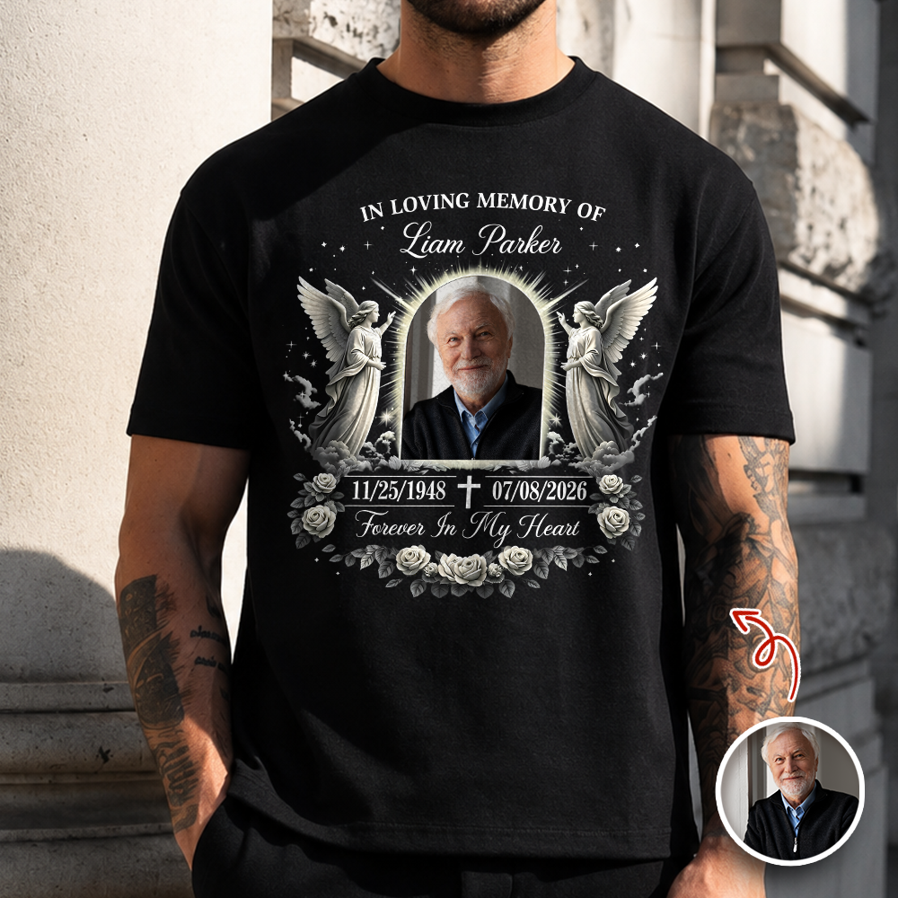 Custom Photo In Loving Memory Memorial Dark Shirt CH07 180166
