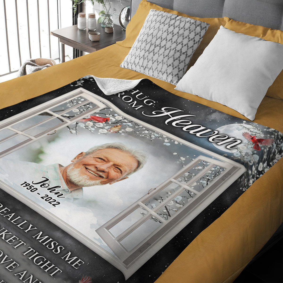 Custom Dad Mom Photo A Hug From Heaven Memorial Blanket CH07 896458