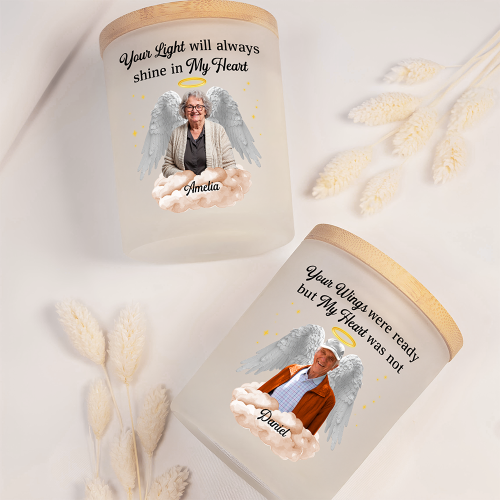 Custom Photo Your Light Will Always Shine In My Heart Memorial Glass Jar With LED Candle Sympathy Gift For Family Members HO82 893832
