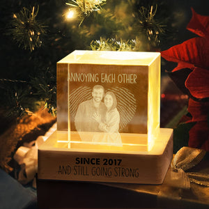 Custom Photo Annoying Each Other Since Couple Engraved Crystal Photo With Light LM32 897609