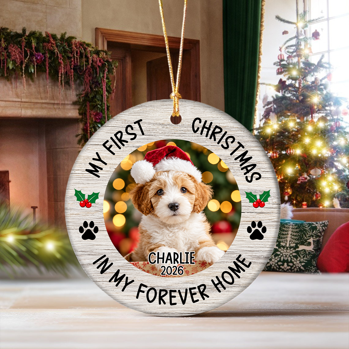 Personalized Pet Photo My First Christmas in My Forever Home Ceramic Ornament HO82 903974